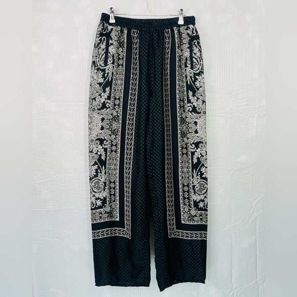 Bar III bandanna Style Casual Palazzo Pants Black And White Size medium Lined - Picture 1 of 13